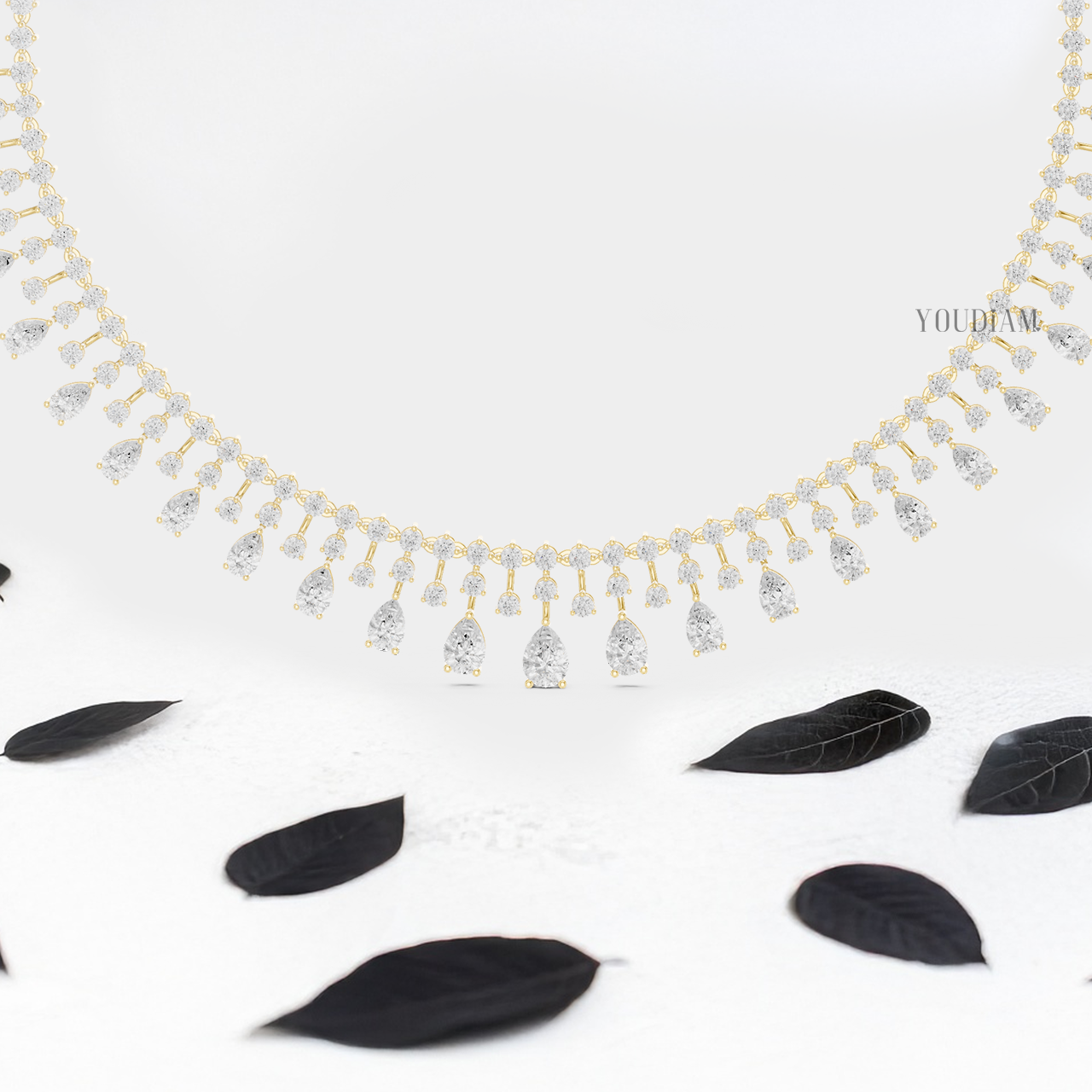 20 Karat Tenniskette mit abgestuften Diamanten aus 14 Karat Weißgold - UDJNL05