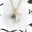 Green Heart and Pear Cut Lab Diamonds Pendant with Accent Diamonds and Anchor Chain - YDJLP20