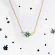 Green Princess Cut Tourmaline with Accented Lab Diamonds Pendant and Anchor Chain - YDJLP60