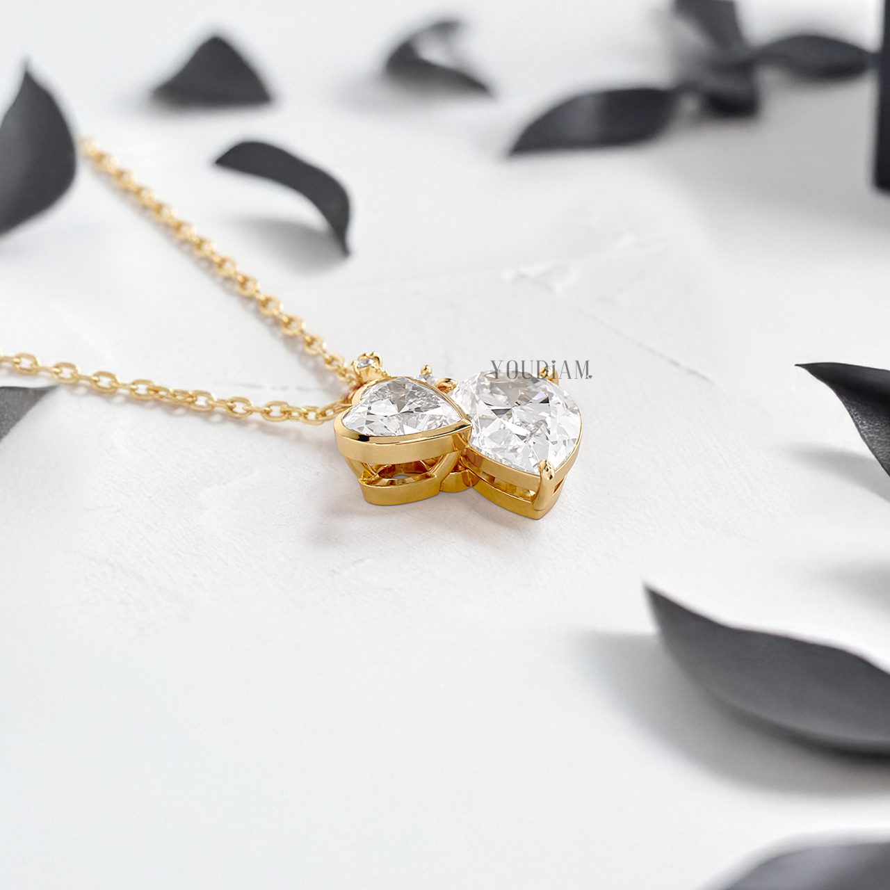 Heart and Pear Cut Lab Diamonds Pendant with Accent Diamonds - YDJLP19