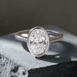 Lab Grown Oval Bezel Engagement Ring, Lab Oval Solitaire Ring
