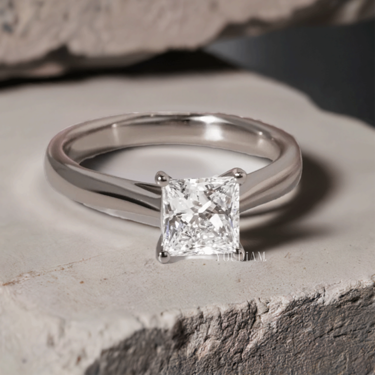 Lab Grown Princess Solitaire Engagement Ring, Princess Lab Diamond