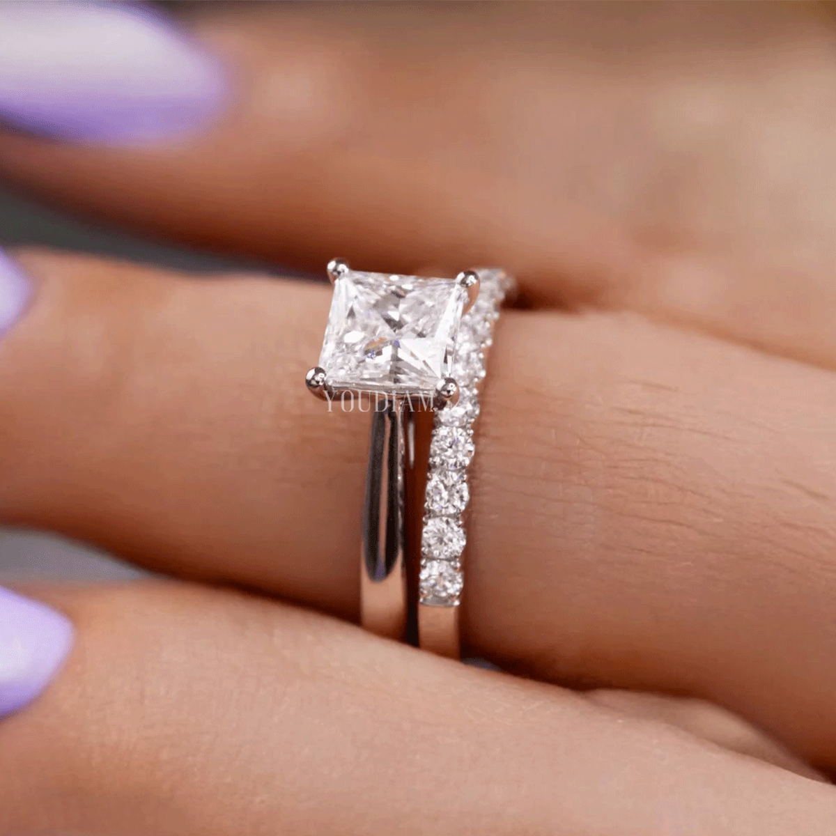 Lab Grown Princess Solitaire Engagement Ring - EUDJLR32