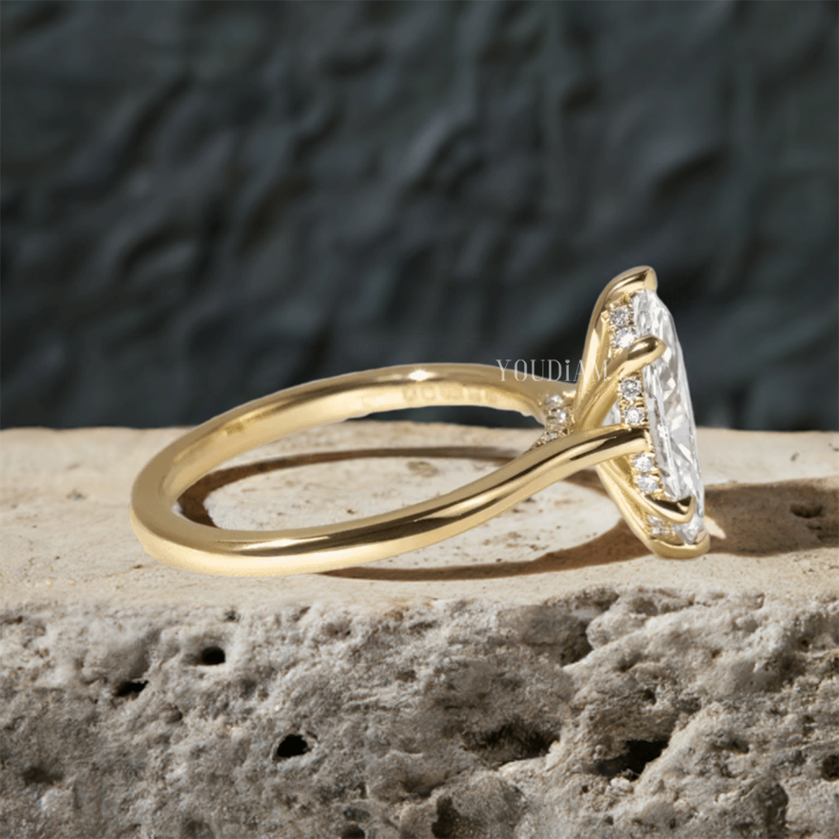 Marquise With Hidden Halo Engagement Ring - EUDJLR30