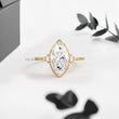 Marquise Lab Diamond in Bezel Setting with Accented Diamonds on Band Ring - YDJLR196