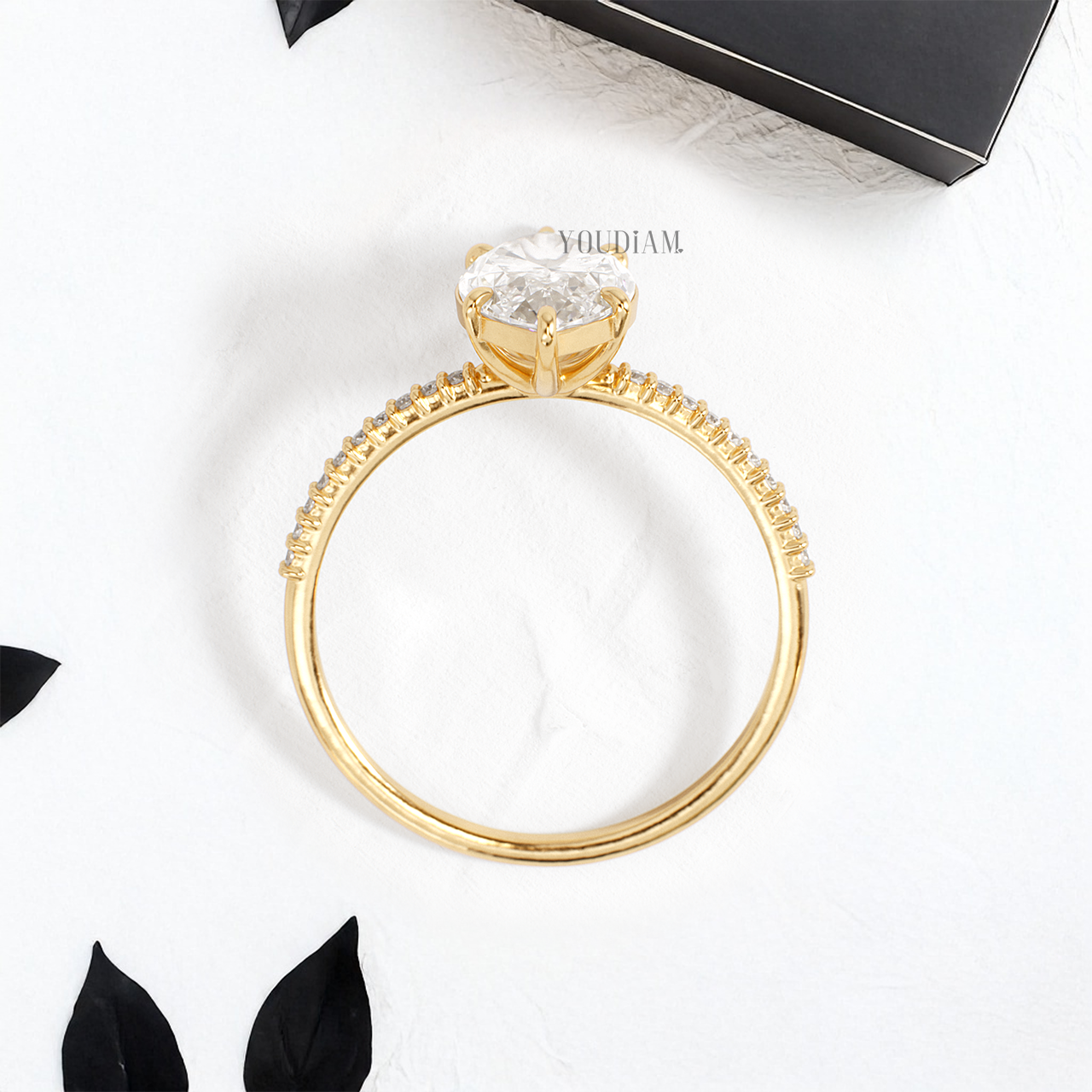 Marquise Lab Diamond with Pave Band Ring - YDJLR128