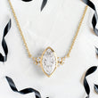 Marquise Lab Diamond Pendant in Bezel Setting with Accent Diamonds and Anchor Chain - YDJLP42