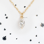 Marquise Lab Diamond Solitaire Pendant in Two Prongs and Anchor Chain - YDJLP04