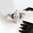 Marquise Lab Diamond with Blue Marquise in Side and Accented Diamonds - YDCJR03 Youdiam
