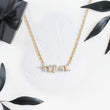 Mix Cut Lab Diamonds in Mini Bar Pendant and Anchor Chain - YDJLP63