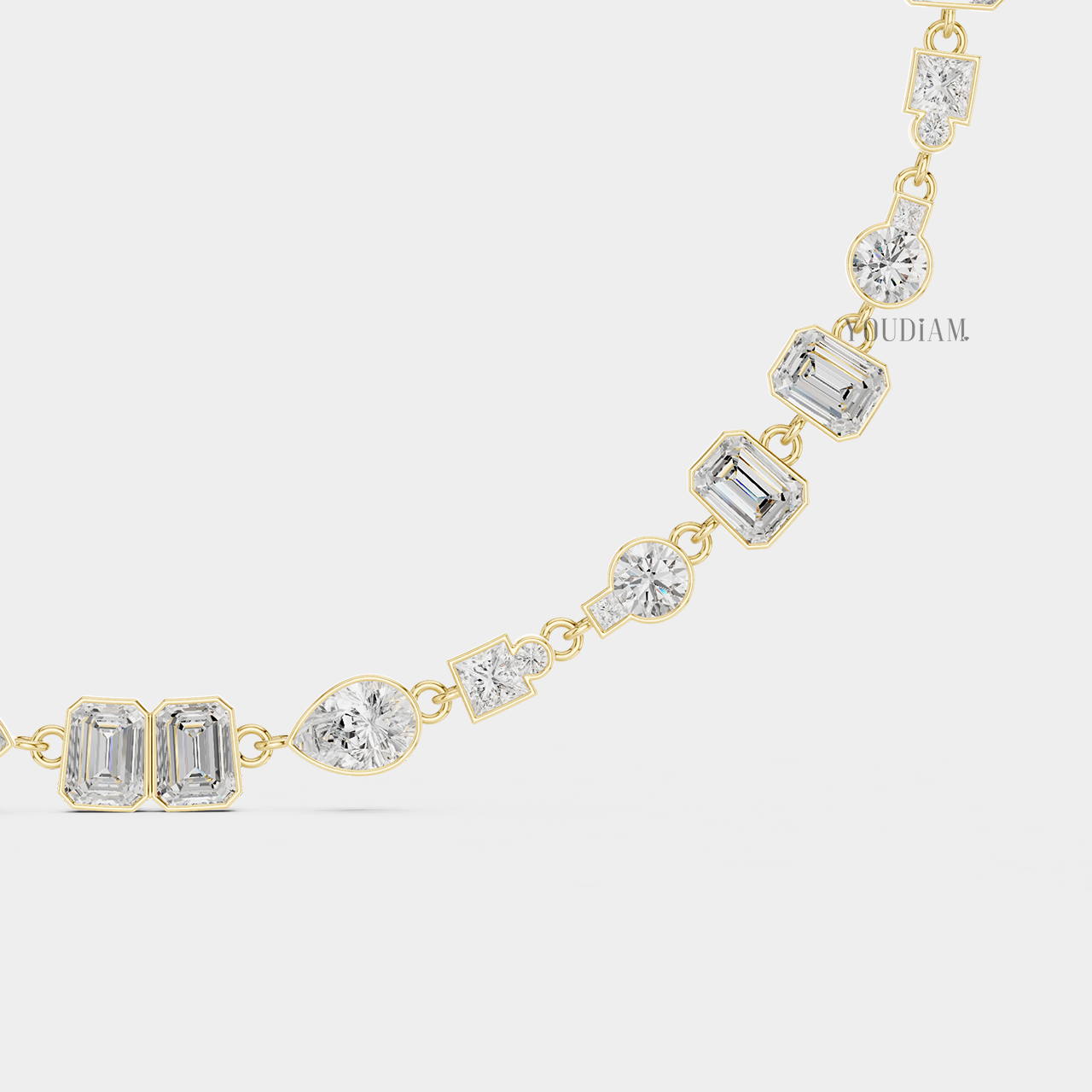 20 Karat Tenniskette mit abgestuften Diamanten aus 14 Karat Weißgold - UDJNL05