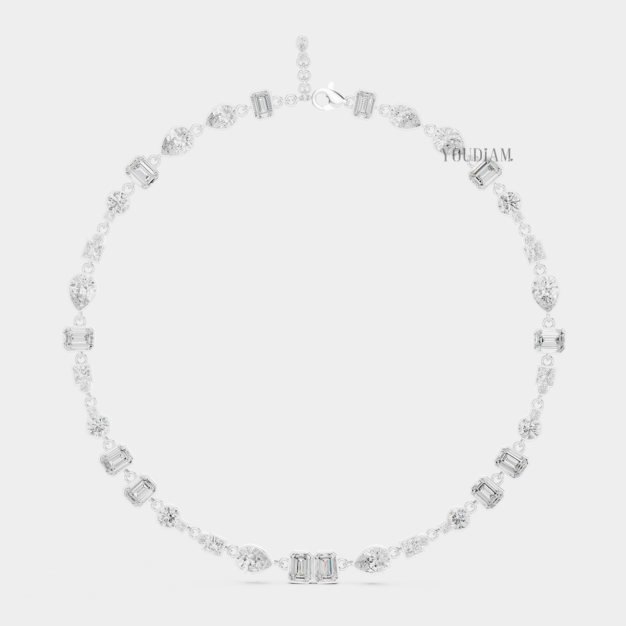 20 Karat Tenniskette mit abgestuften Diamanten aus 14 Karat Weißgold - UDJNL05