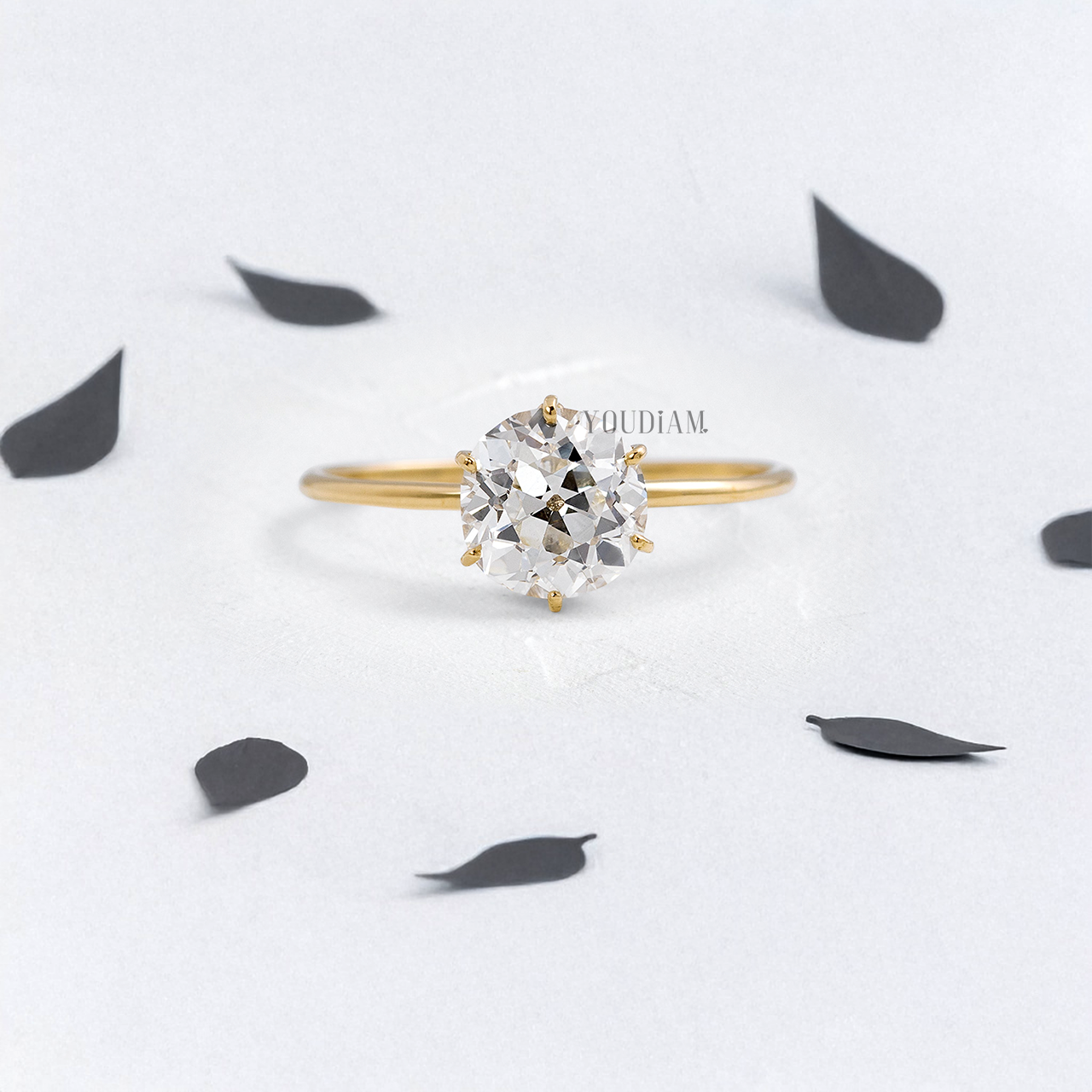 Old European Cut Round Lab Diamond Solitaire Ring - YDJLR111