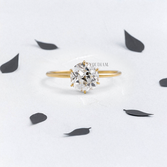 Old European Cut Round Lab Diamond Solitaire Ring - YDJLR111
