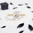 Oval Lab Diamond in Double-Prongs and Distance Diamonds on Band Ring - YDJLR148