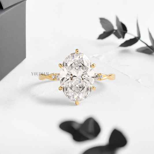 Oval Lab Diamond on Twist Style Band Ring - YDJLR173