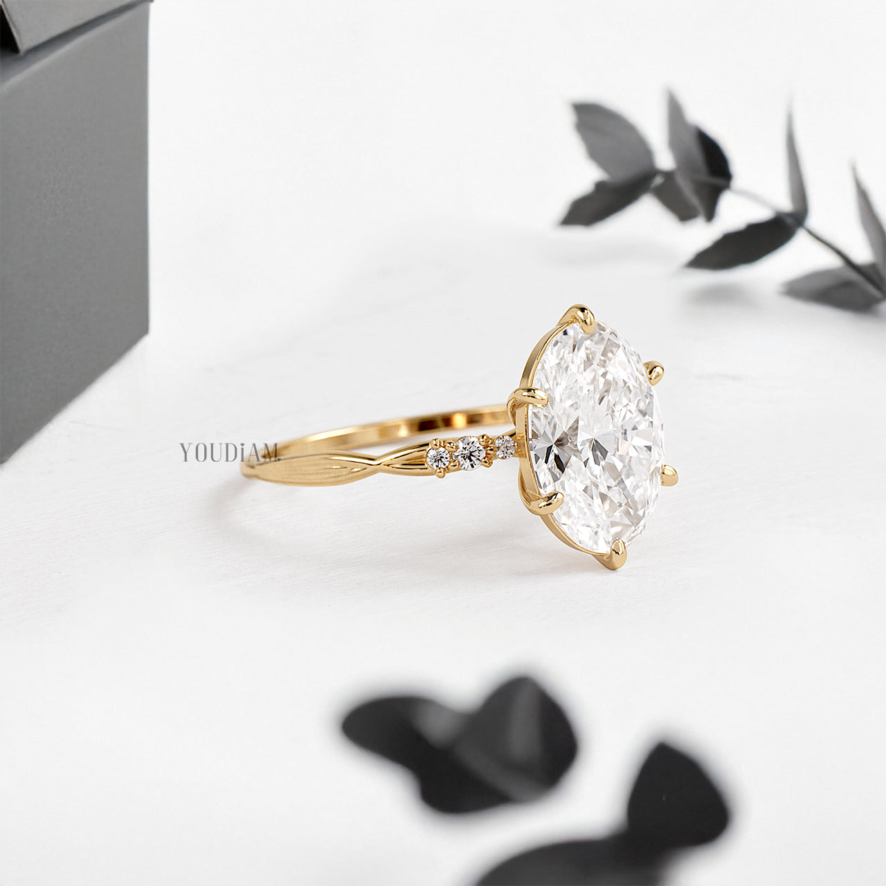 Oval Lab Diamond on Twist Style Band Ring - YDJLR173