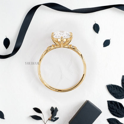 Oval Lab Diamond on Twist Style Band Ring - YDJLR173