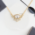 Oval Lab Diamond Pendant with Accented Round Diamonds and Anchor Chain - YDJLP09