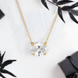Oval Lab Diamond Solitaire Pendant in Trio Prongs and Anchor Chain - YDJLP46