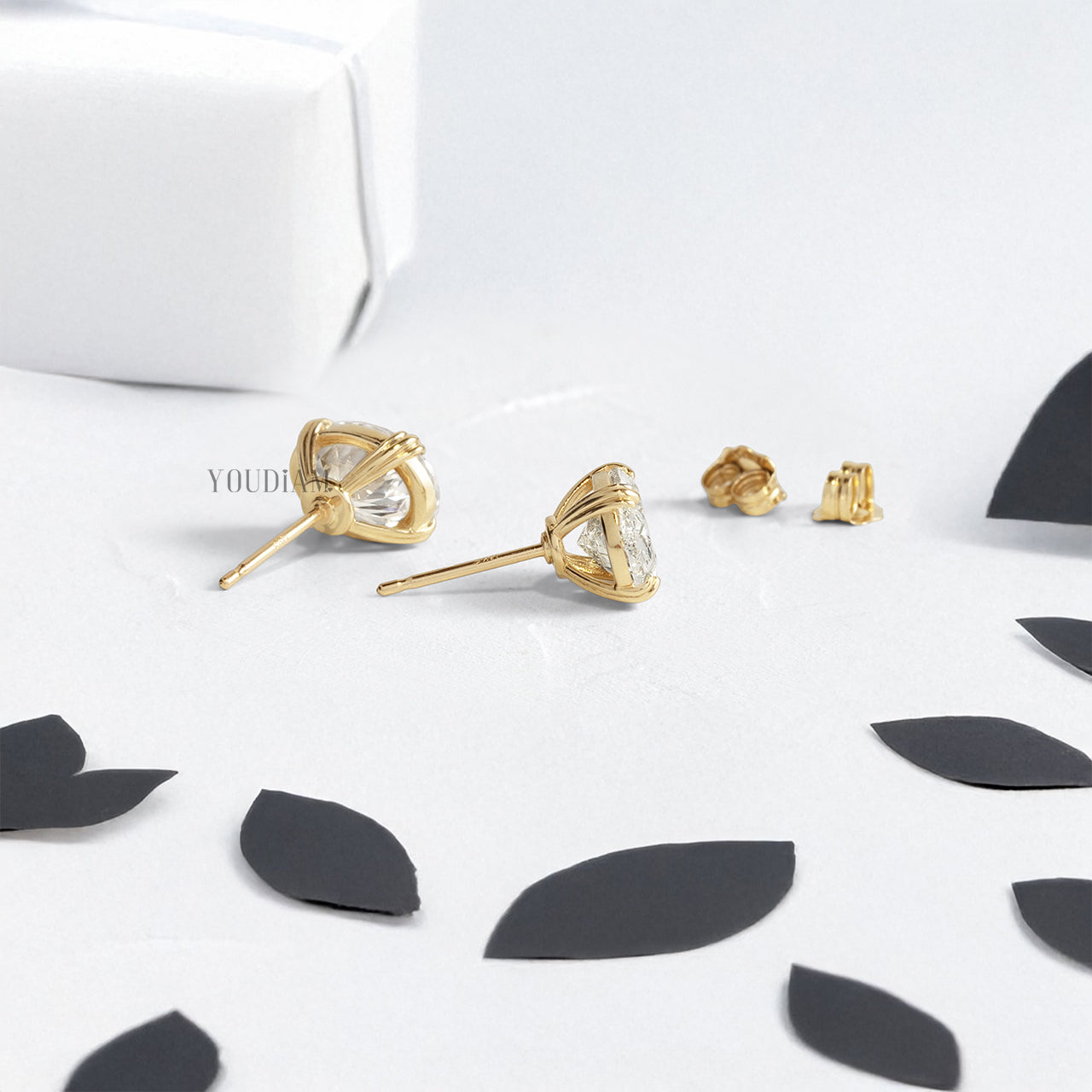 Oval Lab Diamond Studs in Trio-Prongs - YDJLE25