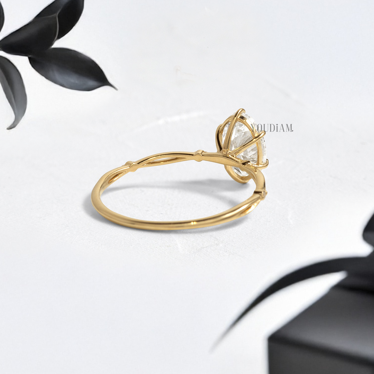 Oval Lab Diamond in Split and Thin Band Ring - YDJLR110