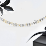 14ctw Oval and Round Diamond Floral Link Half-Tennis Necklace in Solid Gold - YDJLN10