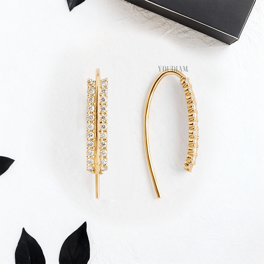 Parallel Tiny Lab Diamonds Line Earrings - YDJLE20