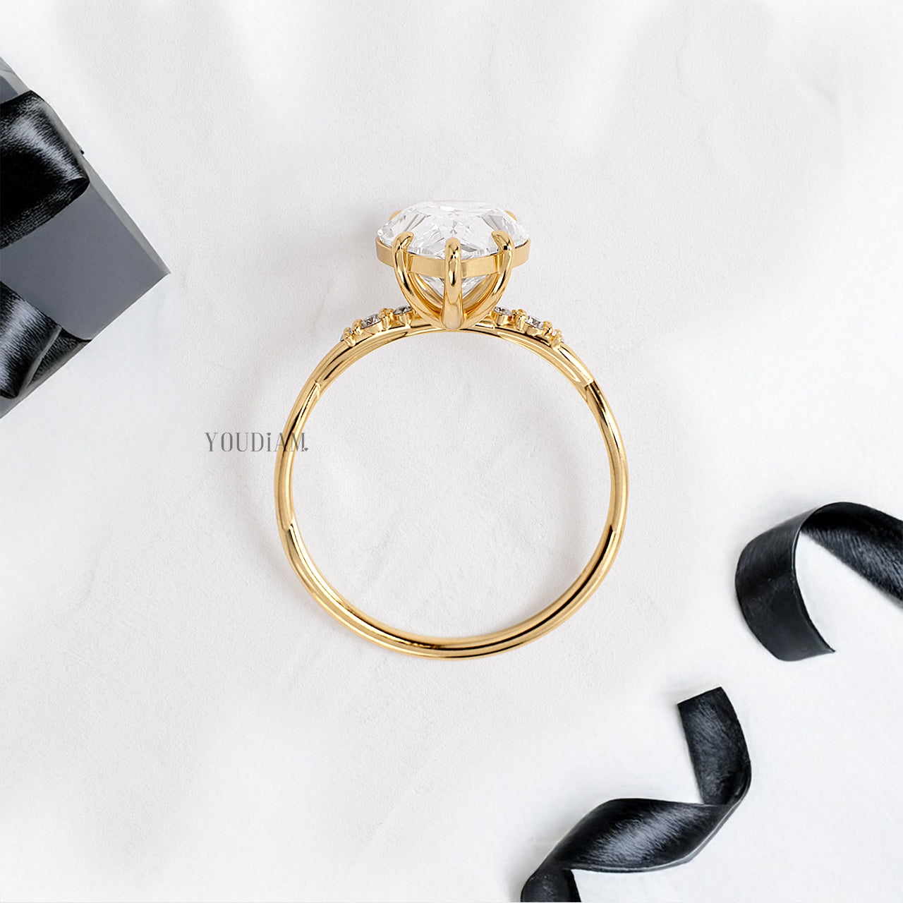 Pear Lab Diamond on Twist Style Band Ring - YDJLR185