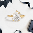 Pear Lab Diamond with Scattered Accent Diamonds Ring - YDJLR144