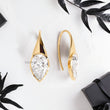 Pear Lab Diamond Stud Earrings in Bezel Setting with Hooks - YDJLE42
