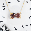 Pear and Round Sapphires Pendant with Accent Diamonds and Anchor Chain - YDJLP17