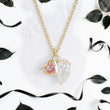 Pink Heart and Pear Cut Lab Diamonds Pendant with Accent Diamonds and Anchor Chain - YDJLP21