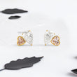 Pink Heart and White Pear Lab Diamond Studs in Overlap Style - YDJLE53