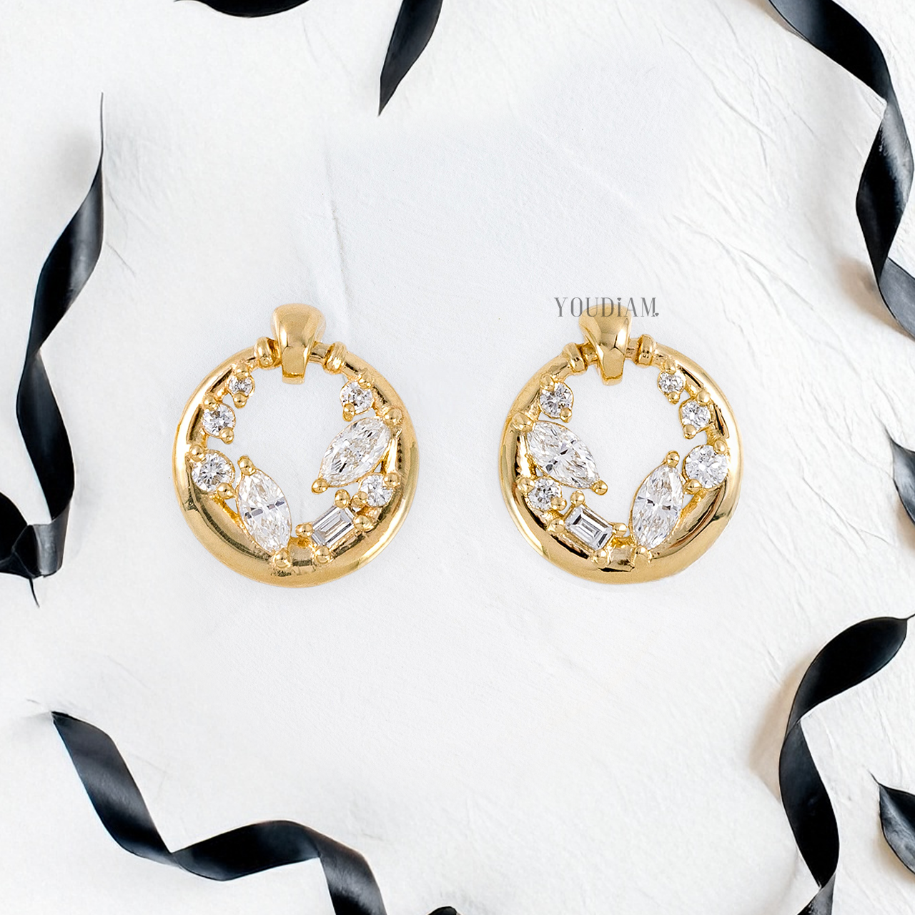 Portal Stud Earrings with Mix Cut Lab Diamonds - YDJLE19