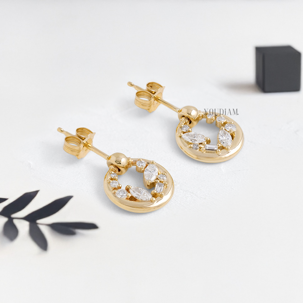 Portal Stud Earrings with Mix Cut Lab Diamonds - YDJLE19