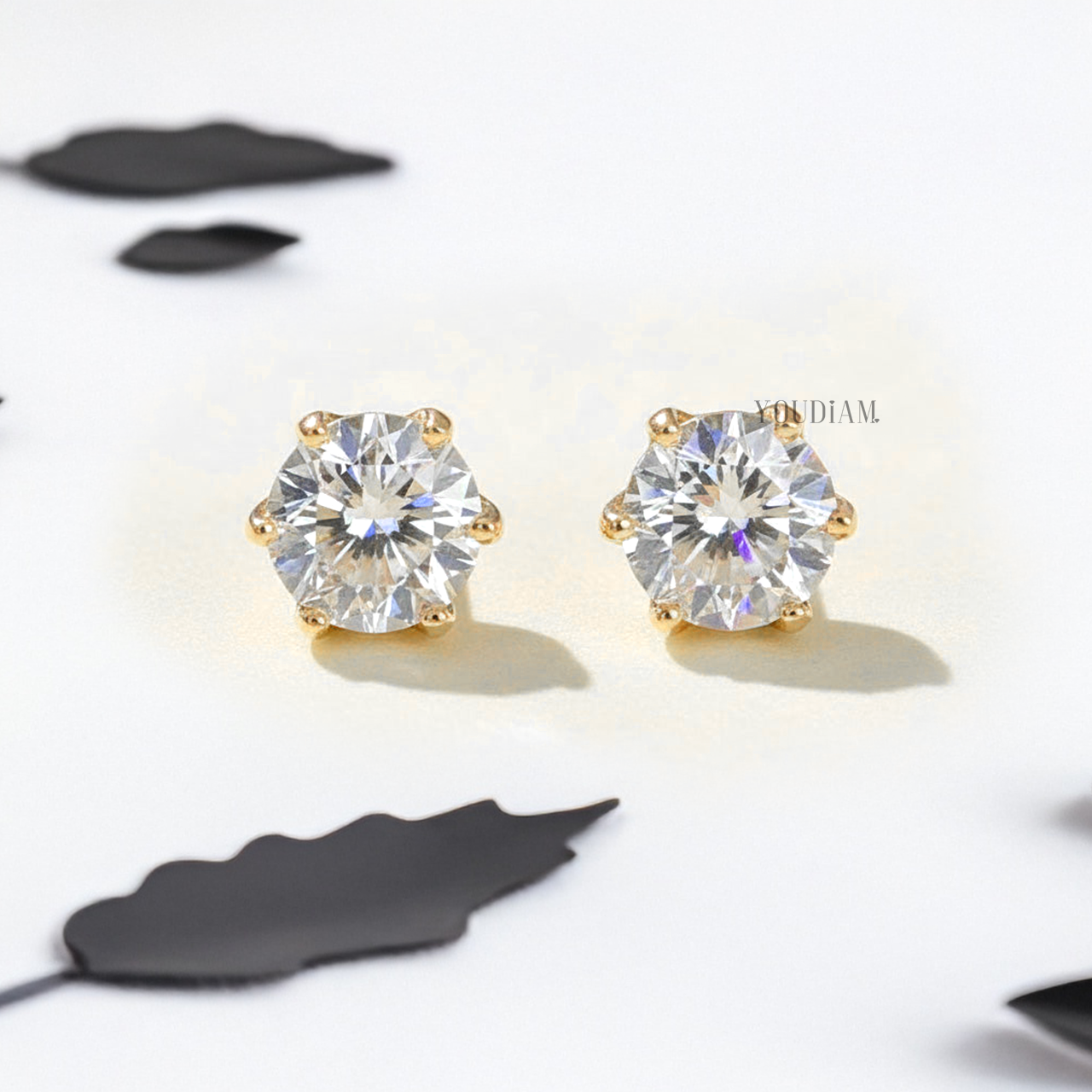 Portuguese Cut Lab Diamond Stud Earrings - EUDER12