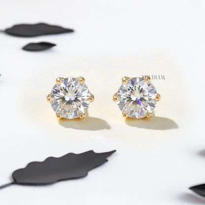 Portuguese Cut Lab Diamond Stud Earrings - EUDER12