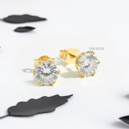 Portuguese Cut Lab Diamond Stud Earrings - EUDER12