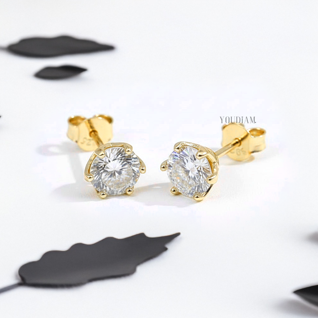 Portuguese Cut Lab Diamond Stud Earrings - EUDER12