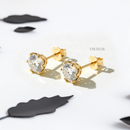 Portuguese Cut Lab Diamond Stud Earrings - EUDER12