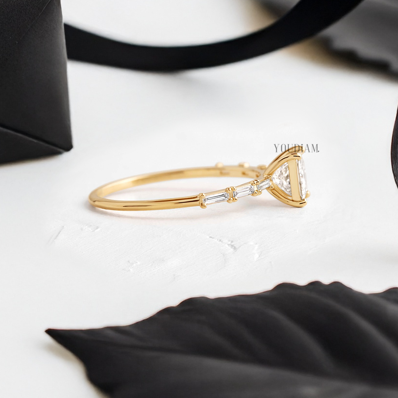 Princess Lab Diamond Accented by Baguette Diamonds Ring - YDJLR151