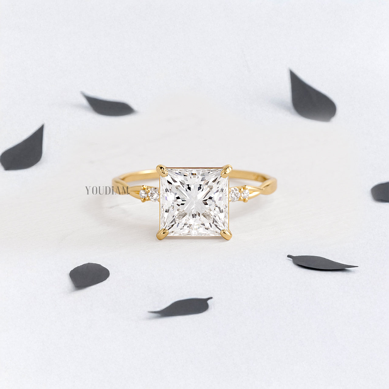 Princess Lab Diamond on Twist Style Band Ring - YDJLR186