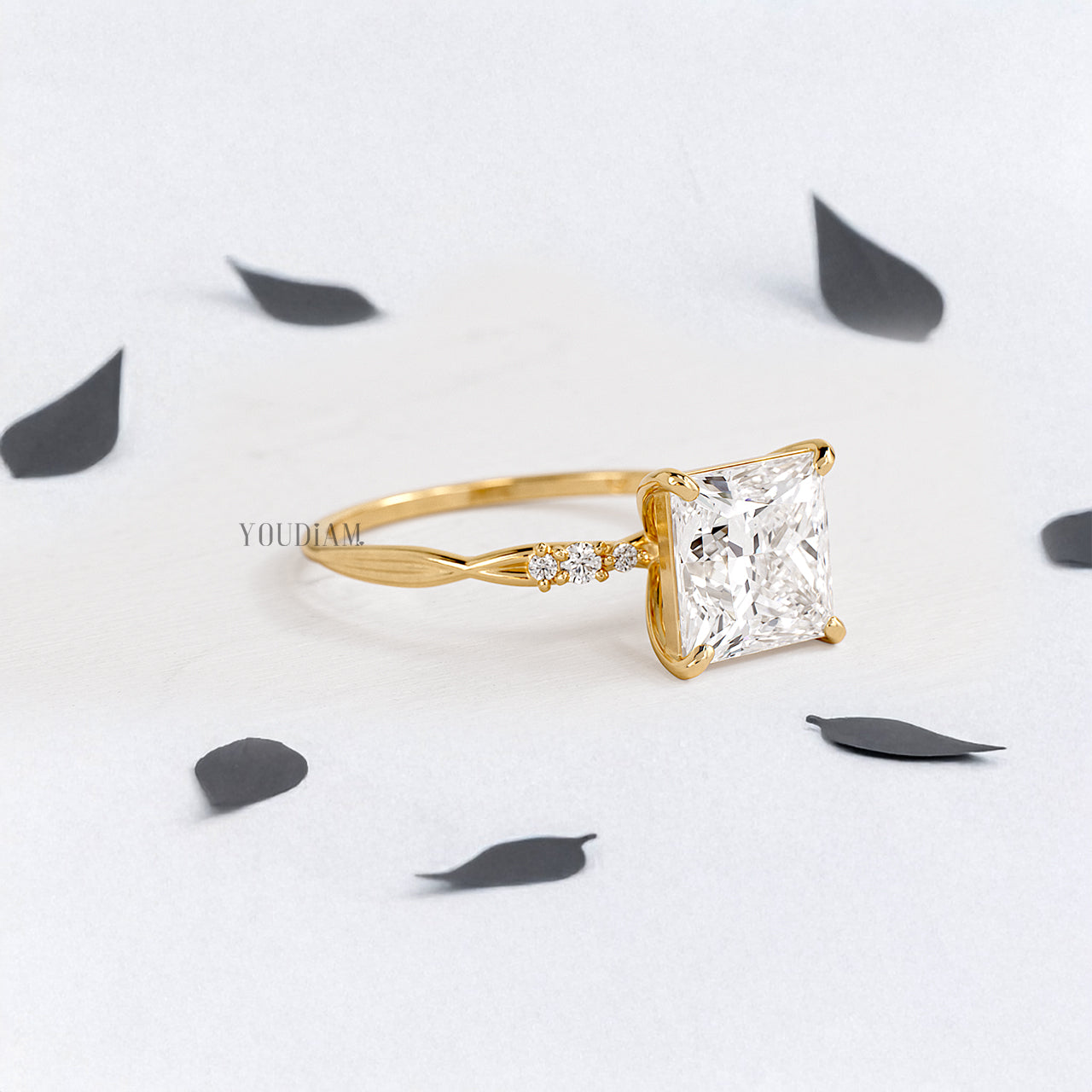 Princess Lab Diamond on Twist Style Band Ring - YDJLR186