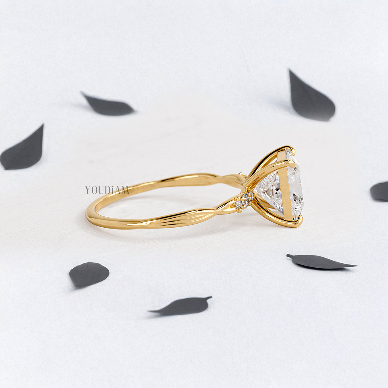 Princess Lab Diamond on Twist Style Band Ring - YDJLR186