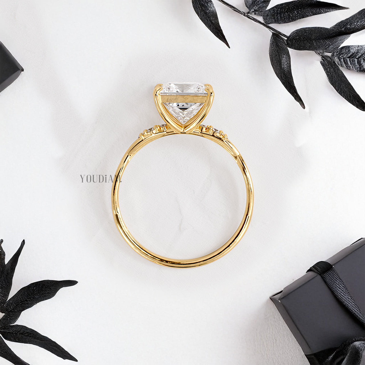 Princess Lab Diamond on Twist Style Band Ring - YDJLR186
