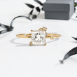 Princess Lab Diamond with Scattered Accent Diamonds Ring - YDJLR116