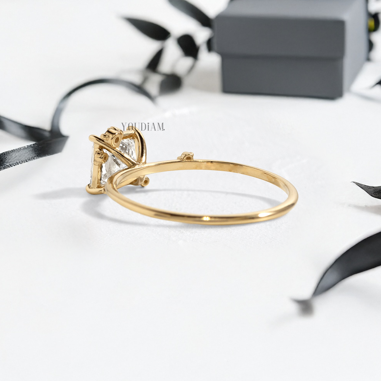 Princess Lab Diamond with Scattered Accent Diamonds Ring - YDJLR116