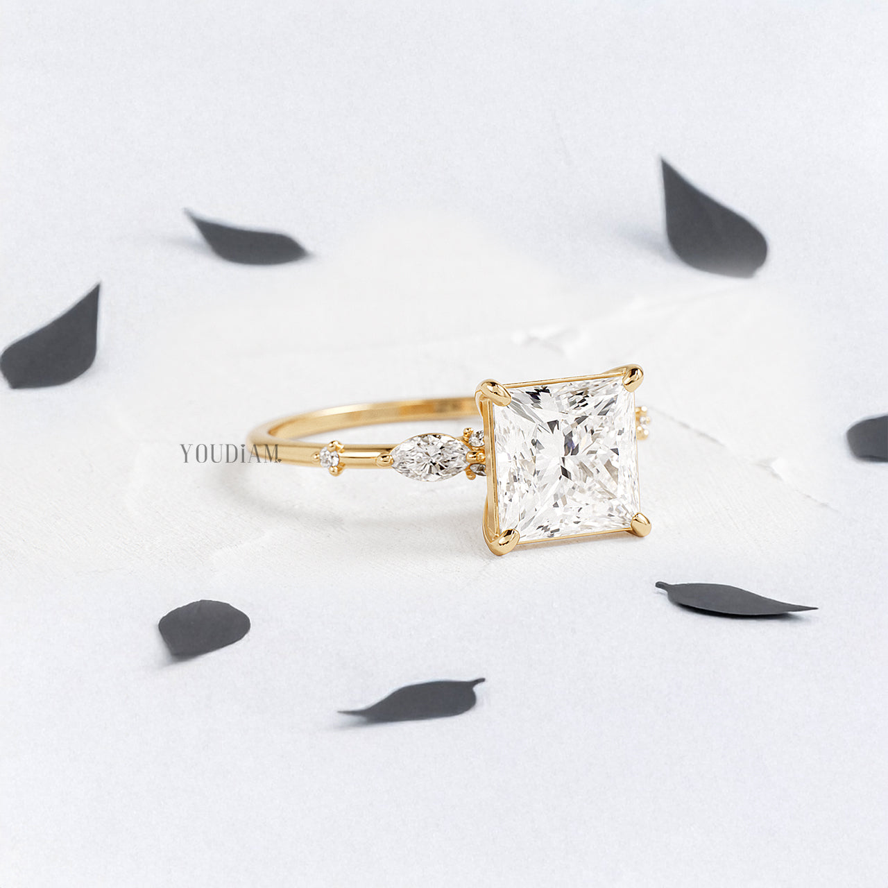 Princess Lab Diamond with Tiny Accented Diamonds Ring - YDJLR170