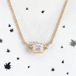 Princess Lab Diamond Pendant in Bezel Setting with Accent Diamonds and Anchor Chain - YDJLP41